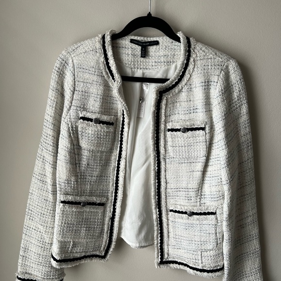 White House Black Market Tweed Blazer in White and Black - Picture 1 of 5